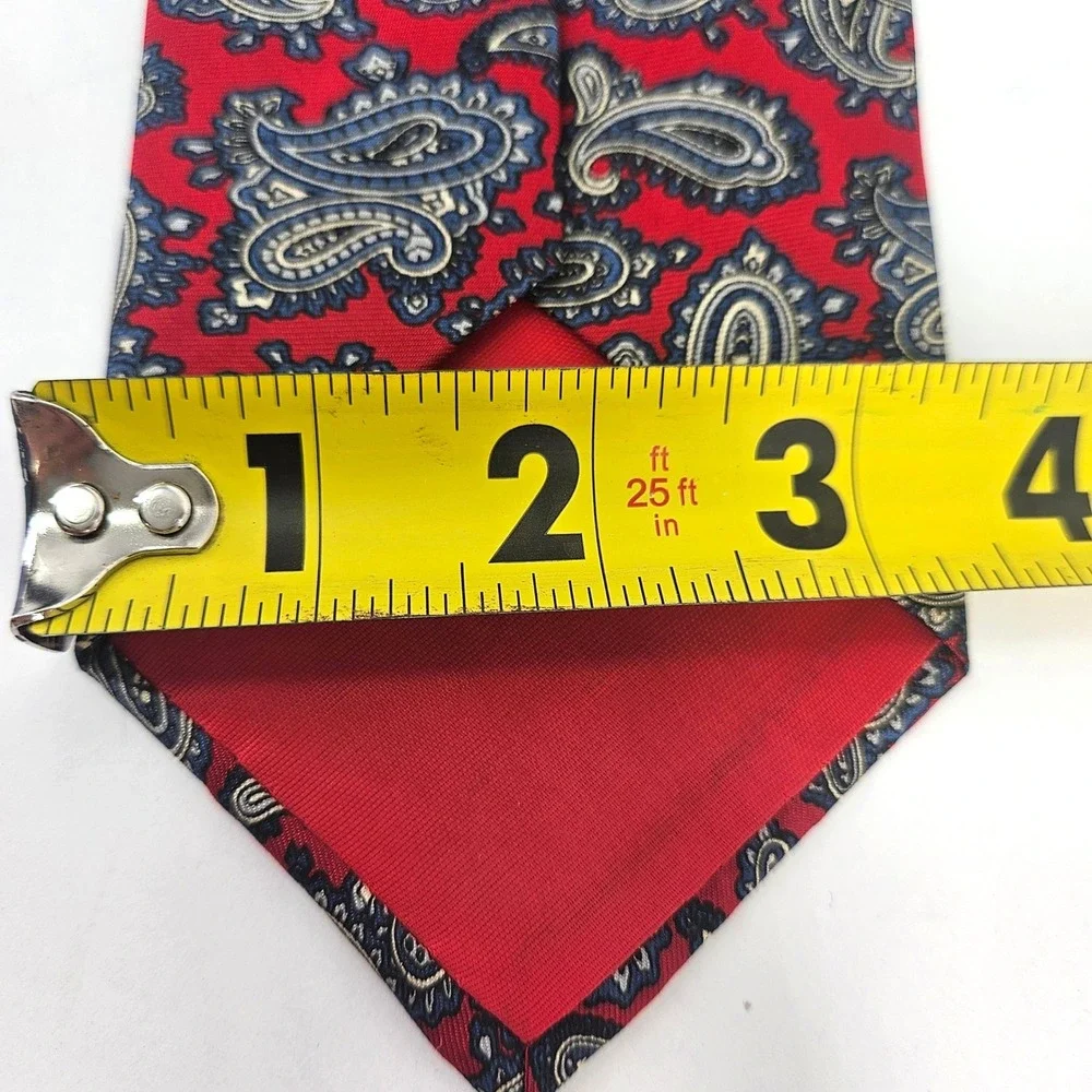 Vintage Stafford Mens Classic Red & Blue Paisley‎ 100% Silk Tie Made in USA